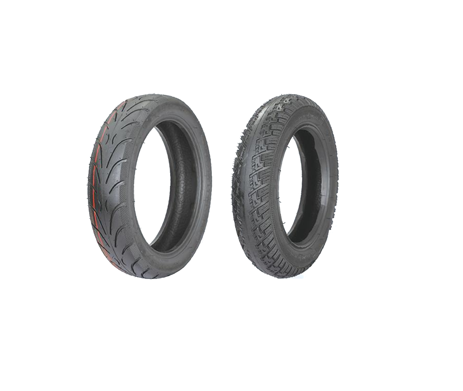 Two ENBANG electric bicycle tires showing road and mixed-surface tread patterns
